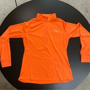 Under Armour Bright Orange 1/4 Zip Athletic Pullover Size L